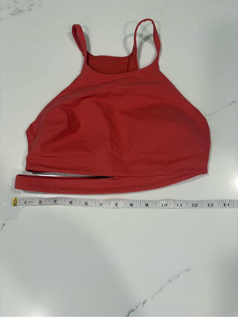 Lululemon XS Coral Red Wrap Tie Back Strappy Sports Bra - Picture 4 of 6